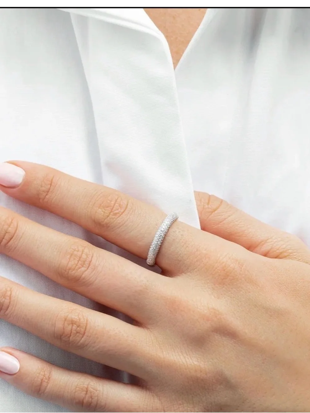 Pavé Sterling Silver Stackable Ring in Silver from Ring Concierge